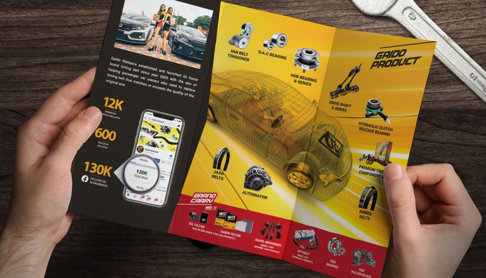 spare parts brochure design for Gaido Malaysia
