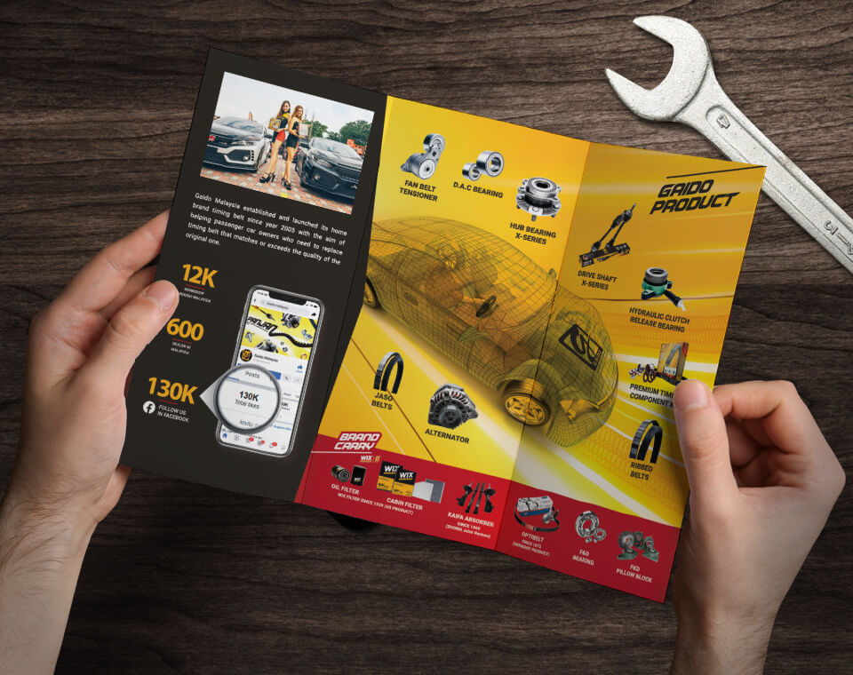 spare parts brochure design for Gaido Malaysia
